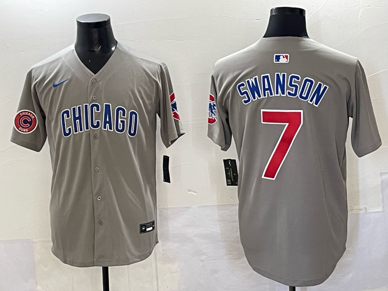 Men Chicago Cubs #7 Swanson grey Nike MLB 2025 jersey 008